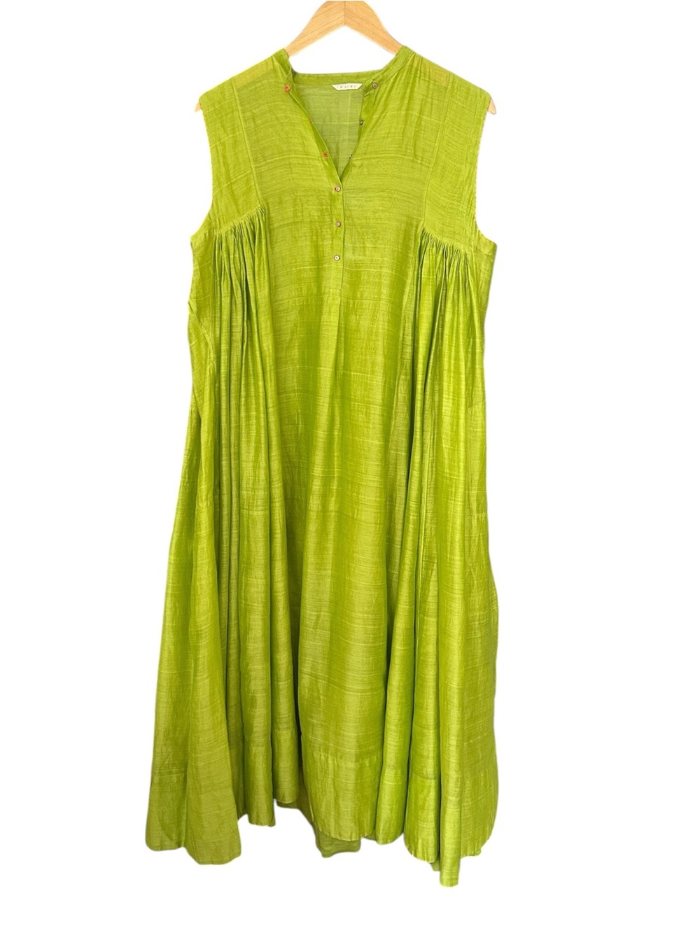 Injiri Cotton Silk Dress Green - Picture 2 of 6